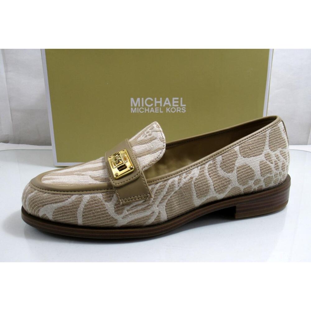 Michael Kors Padma Loafer Flat Shoes MK Logo Hardware Camel Multi Size 7 - Picture 2 of 8